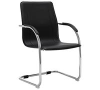 IBUQDDV Sedia da ufficio a scavolo libero nero ecopelle con braccioli, schienale ergonomico, morbida seduta imbottita per il comfort, 4 gambe della sedia, ferro cromato, design contemporaneo