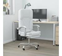 IBUQDDV Sedia da ufficio massaggiante bianca in ecopelle con schienale e altezza regolabili, rotazione a 360 gradi e ruote per un facile movimento, sedia da scrivania ergonomica