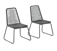 IBUQDDV Sedie da giardino 2 pezzi in polyrattan nero, comode sedie da pranzo in rattan PE con telaio in acciaio per terrazza, resistente alle intemperie e durevole, design ergonomico per il comfort di