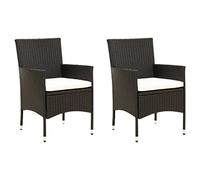 IBUQDDV Sedie da giardino con cuscino, 2 pezzi, in polyrattan, colore nero, robusto telaio in acciaio e rattan sintetico, resistente alle intemperie, per terrazza e balcone