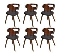 IBUQDDV Sedie da sala da pranzo, 6 pezzi, in similpelle marrone con imbottitura in tessuto misto pelle e telaio in legno massiccio per un comfort di seduta ergonomico