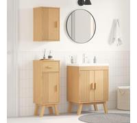 IBUQDDV Set Bagno in Legno Massello di Pino con Mobile Lavabo e Due Mobili di Stoccaggio, Design Moderno e Finitura Naturale per Interni, Pratico e Robusto, Facile da Montare, Ideale