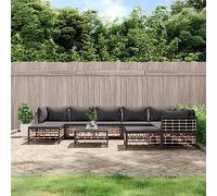 IBUQDDV Set da 10 pezzi da giardino con cuscino, antracite, in polyrattan, resistente alle intemperie, per esterni e comoda imbottitura, per terrazze. Questo set da 10 pezzi da giardino in antracite