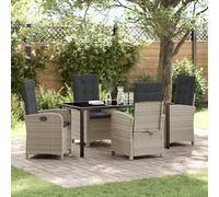 IBUQDDV Set da 5 pezzi da giardino con sedie regolabili e cuscini rimovibili, grigio chiaro e antracite, per terrazza e piscina, in rattan PE resistente alle intemperie