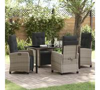 IBUQDDV Set da 5 pezzi da giardino in robusto rattan sintetico in elegante grigio chiaro con schienale regolabile e cuscini imbottiti per un elevato comfort di seduta sulla terrazza