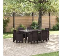 IBUQDDV Set da 7 pezzi da giardino in rattan sintetico marrone per sei persone, resistente alle intemperie, design moderno per terrazza e balcone, durevole e confortevole