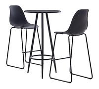 IBUQDDV Set da Bar 3 Pezzi Nero con Tavolo MDF e Sedie in Plastica Moderno per Interni Pub Ristorante Design Contemporaneo Facile da Montare Robusto Stabile