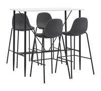 IBUQDDV Set da Bar 5 Pezzi con Tavolo Bianco e 4 Sedie in Tessuto Grigio Scuro per Interni Moderni Pub Ristorante Design Contemporaneo Robusto Acciaio Verniciato a Polvere Facile