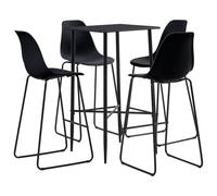 IBUQDDV Set da Bar 5 Pezzi Nero con Tavolo e 4 Sedie in Plastica e Metallo per Interni Moderni Pub Ristorante Design Contemporaneo Facile da Montare Robusto Stabile