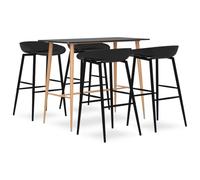 IBUQDDV Set da Bar 5 Pezzi Nero con Tavolo e 4 Sgabelli, Moderno per Casa Giardino Pub Ristorante, Piano MDF Gambe Metallo Effetto Legno, Sedile Ergonomico PP Resistente,