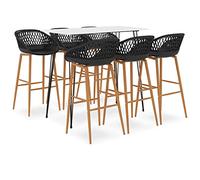 IBUQDDV Set da bar moderno bianco e nero 7 pezzi con piano in MDF e telaio in metallo verniciato a polvere per bar, ristoranti e giardini, sgabello da bar ergonomico
