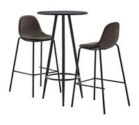 IBUQDDV Set da bar moderno da 3 pezzi in grigio scuro con tavolo da bar e 2 sgabelli da bar in robusto telaio in acciaio e pannello MDF di facile manutenzione per casa, giardino, bar, pub ristorante