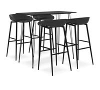 IBUQDDV Set da bar moderno da 5 pezzi, nero con piano in MDF e telaio in metallo verniciato a polvere per bar, giardino e ristorante - Tavoli stabili ed ergonomici da bar
