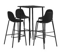 IBUQDDV Set da bar moderno da 5 pezzi, nero con tavolo da bar e 4 sgabelli da bar in robusto telaio in acciaio e pannello MDF di facile manutenzione per soggiorno, giardino, bar, pub ristorante