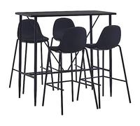IBUQDDV Set da bar moderno da 5 pezzi, nero con tavolo da bar e 4 sgabelli da bar in robusto telaio in acciaio e pannello MDF di facile manutenzione per soggiorno, giardino, bar, pub ristorante