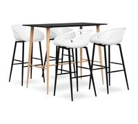 IBUQDDV Set da bar moderno da 5 pezzi, nero e bianco con tavolo da bar e sgabelli da bar per bar ristorante pub - Robusto piano in MDF e struttura in metallo - Materiale PP durevole