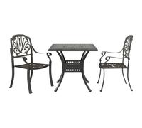 IBUQDDV Set da bistrò, 3 pezzi, in alluminio pressofuso bronzo, per giardino, balcone o terrazza, con tavolo e 2 sedie, schienale alto, braccioli ergonomici, foro per ombrellone, portata fino a 110 kg