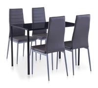 IBUQDDV Set da Pranzo 5 Pezzi Grigio con Tavolo Vetro Temperato e Sedie Pelle Artificiale, Set Sala da Pranzo Moderno per Soggiorno, Comodo e Resistente Il titolo generato (149