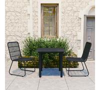 IBUQDDV Set da pranzo da giardino, 3 pezzi, in polyrattan e vetro, con telaio in acciaio, tavolo da giardino con piano in vetro e due sedie, facile da pulire, per terrazza, portata massima 110