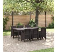 IBUQDDV Set da pranzo da giardino, 7 pezzi, marrone, in resistente polyrattan, per attività all'aperto, con robusta treccia in plastica e comoda seduta