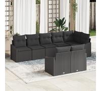 IBUQDDV Set da pranzo da giardino con cuscino, nero, in polyrattan, per 4 persone, set da tavolo da pranzo per esterni, divano angolare, divani centrali e braccia, resistente alle intemperie, set di