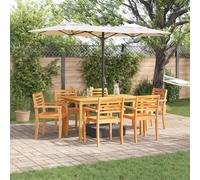 IBUQDDV Set da pranzo da giardino in legno massello di acacia per terrazze, balcone, robusto tavolo da pranzo per esterni, con design a lamelle, resistente alle intemperie, per zona salotto, semplice