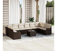 IBUQDDV Set di 10 divani da giardino con cuscino, grigio, in polyrattan, per esterni e esterni, questo set di 10 divani ad angolo in grigio, in polyrattan con comodi cuscini
