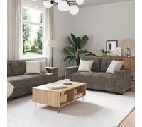 IBUQDDV Set di 2 divani con cuscino grigio scuro, in similpelle, elegante set da soggiorno con comode possibilità di seduta e rivestimento in poliestere resistente, design moderno per accoglienza