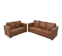 IBUQDDV Set di 2 divani in camoscio artificiale con struttura in legno e cuscini imbottiti per il soggiorno moderno, comodo set da salotto con rivestimento resistente e stabile