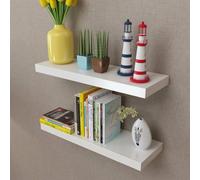 IBUQDDV Set di 2 Scaffali a Parete con Montaggio Invisibile in MDF Opaco Bianco, Mensole Espositive per Oggetti da Collezione, Libri e Decorazioni, Dimensioni 60x20x3.8 cm, Portata 5