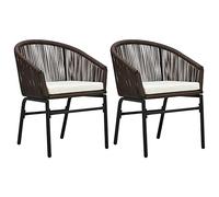 IBUQDDV Set di 2 sedie da giardino in rattan PE con cuscino, resistenti alle intemperie, per terrazza e balcone, comoda imbottitura su telaio in acciaio, design moderno