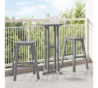 IBUQDDV Set di 3 bar da giardino in HDPE grigio chiaro con design a doghe per balcone e terrazza, sgabello e tavolo resistente alle intemperie, con braccioli ergonomici, facile da montare, elegante