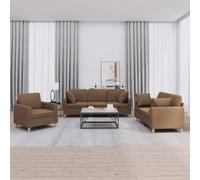 IBUQDDV Set di 3 divani con cuscino in tessuto marrone - Robusto paesaggio residenziale in materiale resistente per un comfort duraturo, imbottitura traspirante e stabile