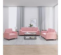 IBUQDDV Set di 3 divani con cuscino in velluto rosa, morbido tessuto di velluto, con struttura robusta in compensato e metallo, comoda imbottitura per il relax, design stabile