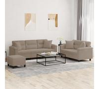 IBUQDDV Set di 3 divani con cuscino, tortora, tessuto in microfibra, resistente, struttura in metallo resistente, comode sedute, cuscino quadrato e versatile