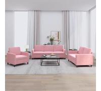 IBUQDDV Set di 3 divani in velluto rosa morbido imbottitura confortevole relax struttura robusta in metallo stabilità seduta seduta seduta lettura televisione chiacchierare casa soggiorno divano