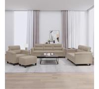 IBUQDDV Set di 4 divani con cuscino tortora realizzato in resistente tessuto in microfibra, robusto telaio in compensato e metallo per una stabilità durevole, comodamente imbottito