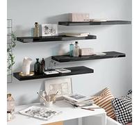 IBUQDDV Set di 4 Mensole da Parete Moderne con Montaggio Invisibile, Scaffale Espositivo in MDF Nido d'Ape e Struttura Metallo per Libri Oggetti da Collezione, Nero Lucido