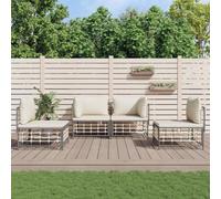 IBUQDDV Set di 4 mobili da giardino con cuscino, colore antracite, in polyrattan, resistente alle intemperie, con struttura in acciaio e design modulare per terrazza