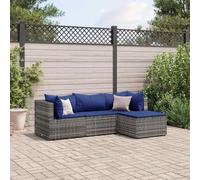 IBUQDDV Set di 4 mobili da giardino grigio con cuscini, set lounge modulare in rattan sintetico con struttura in acciaio verniciato a polvere, versatile come seduta o poggiapiedi, spesso