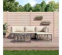 IBUQDDV Set di 4 sedie da giardino con cuscino, colore antracite, in polyrattan, resistente alle intemperie, con struttura in acciaio e cuscini imbottiti, per terrazze, design modulare per flessibile