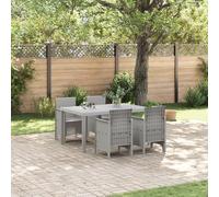 IBUQDDV Set di 5 tovagliette da pranzo da giardino, grigio chiaro, in polyrattan, resistente alle intemperie, per 6 persone con design moderno e struttura robusta, ideale per balconi,