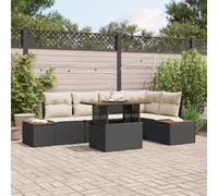 IBUQDDV Set di 6 divani da giardino con cuscino, colore nero, in polyrattan, per 6 persone, telaio resistente alle intemperie e rivestimenti rimovibili, per una vita moderna all'aperto