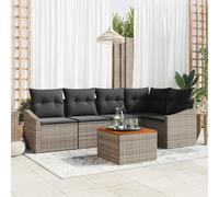 IBUQDDV Set di 6 divani da giardino con cuscino, grigio, in rattan sintetico, resistente alle intemperie, con protezione UV per terrazza e balcone, comodo set di sedute per sei persone, moderno