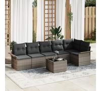 IBUQDDV Set di 6 divani da giardino con cuscino in polyrattan nero, mobili modulari per esterni per terrazza e balcone, imbottitura resistente alle intemperie e disposizione flessibile del sedile