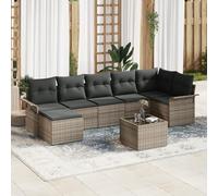 IBUQDDV Set di 7 divani da giardino con cuscino in rattan sintetico, tessuto a mano, per balcone e terrazza, resistente all'acqua, struttura modulare e grande capacità di seduta