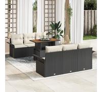 IBUQDDV Set di 7 divani da giardino con cuscino, nero, in rattan sintetico, modulare, per esterni, terrazza, balcone, giardino. Questo divano da 7 pezzi è composto da due divani e uno