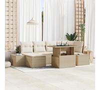 IBUQDDV Set di 7 divani da giardino in beige con cuscino, in rattan sintetico, per esterni e balcone, resistente alle intemperie, con spazio di archiviazione e disposizione flessibile del sedile
