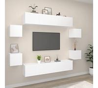 IBUQDDV Set di 8 mobili per TV in legno bianco con montaggio a parete e molto spazio per il soggiorno. Questo classico set di 8 mobili per TV in legno robusto di colore bianco offre