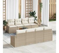 IBUQDDV Set di 9 divani da giardino con cuscini beige e crema in polyrattan resistente alle intemperie per esterni, spazio per sette persone, durevole e facile da pulire,